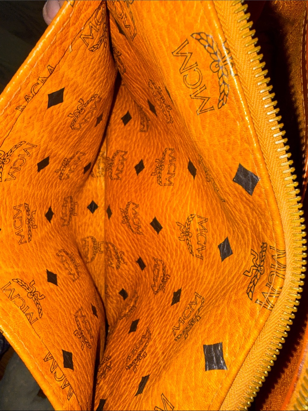 Authentic MCM Cognac Logo Boston bag Heritage Visetos Satchel made in Germany - Picture 5 of 8
